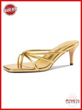 Strappy Kitten Heel Thong Sandals Square Open Toe Slip-On Mule Heels